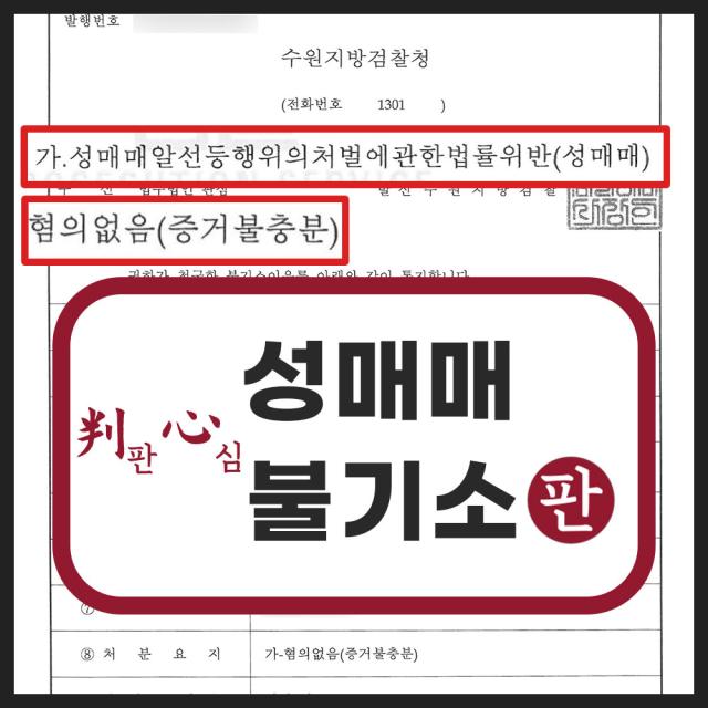 성매매 혐의를 받는 의뢰인 변호해 무혐의 처분